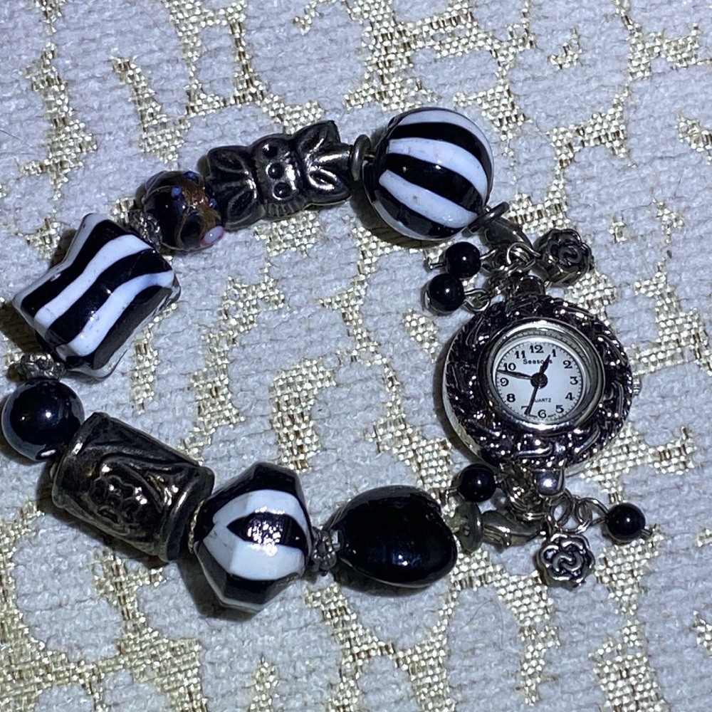 Beaded & Jeweled Bracelet Watch